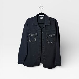 Q2 Black Denim Studded Jacket (C)